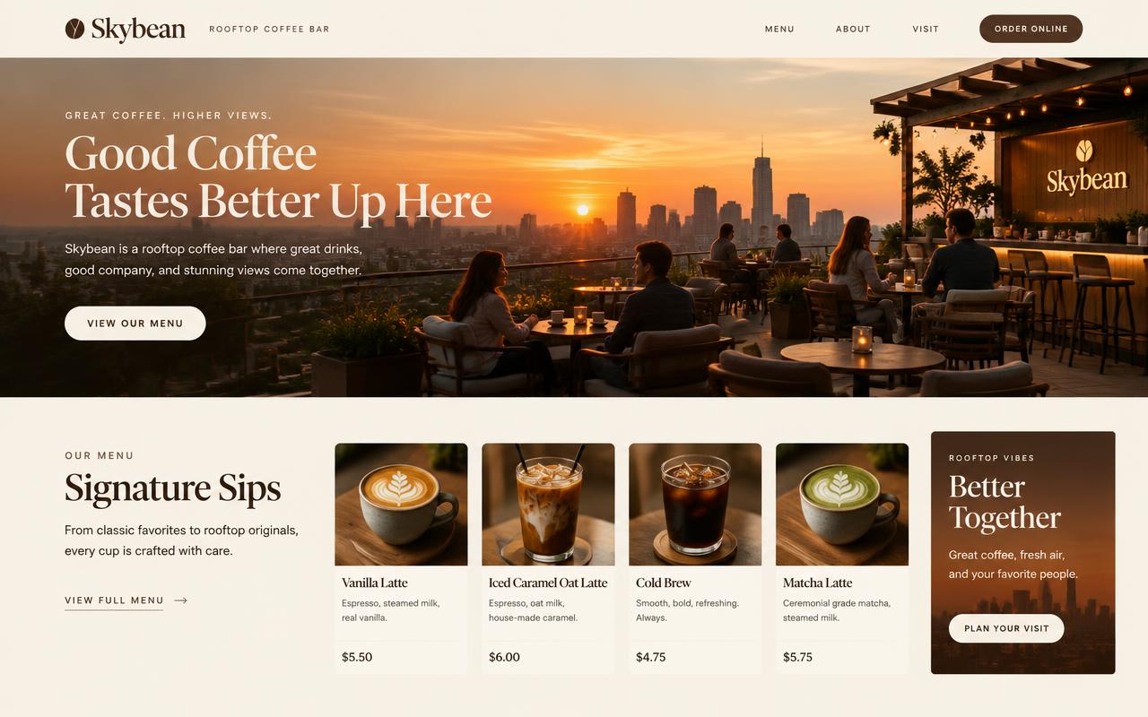 Preview of the Skybean rooftop coffee site