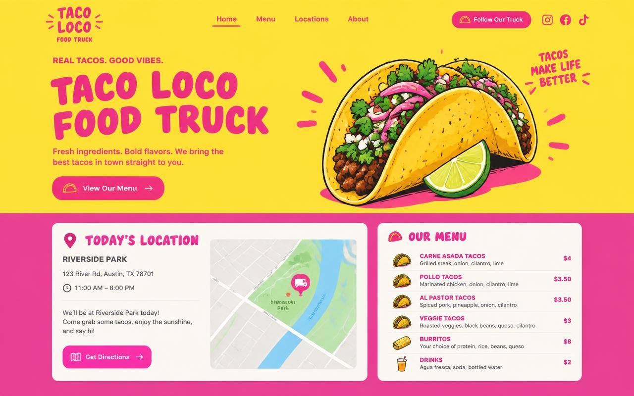 Preview of the Taco truck site